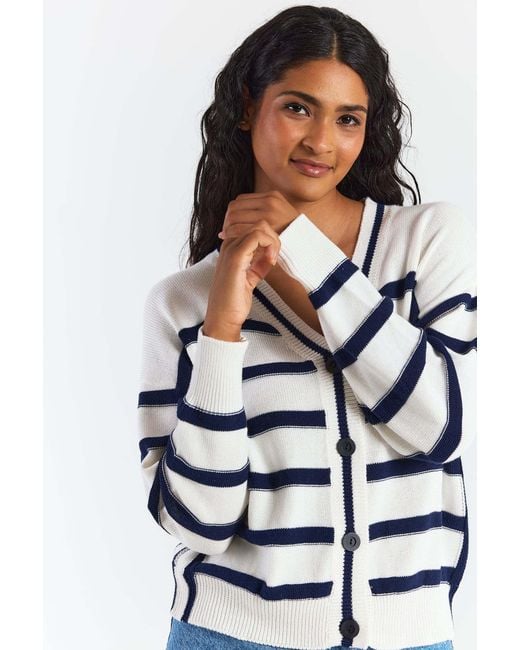 Brodie Cashmere Black Reverse Stripe Cardigan