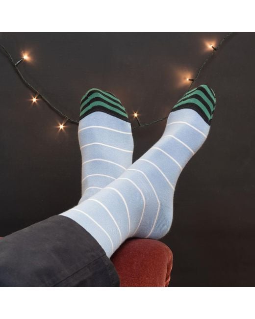 Peper Harow - Made in England Blue Thin Stripe Socks Bundle for men
