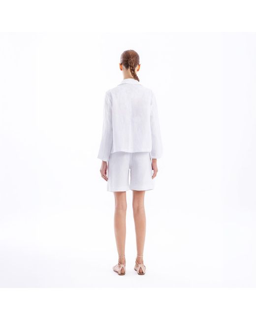 Haris Cotton White Linen Jacket With Pockets