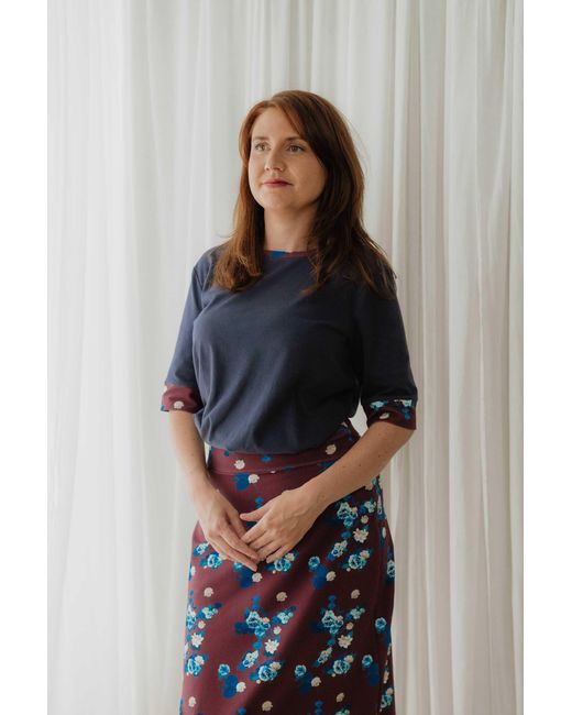 Sophie Cameron Davies White Floral Midi Jersey Skirt