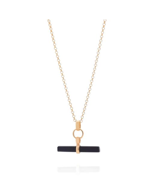 Nellou Jewellery Metallic Onyx T Bar Necklace Plated Sterling