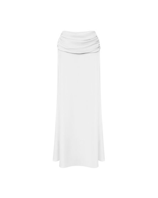 POST MERIDIEM White Chiffon Maxi Skirt With Draping