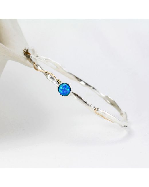 Isla Silver Blue Organic Delicate Opalite Bangle