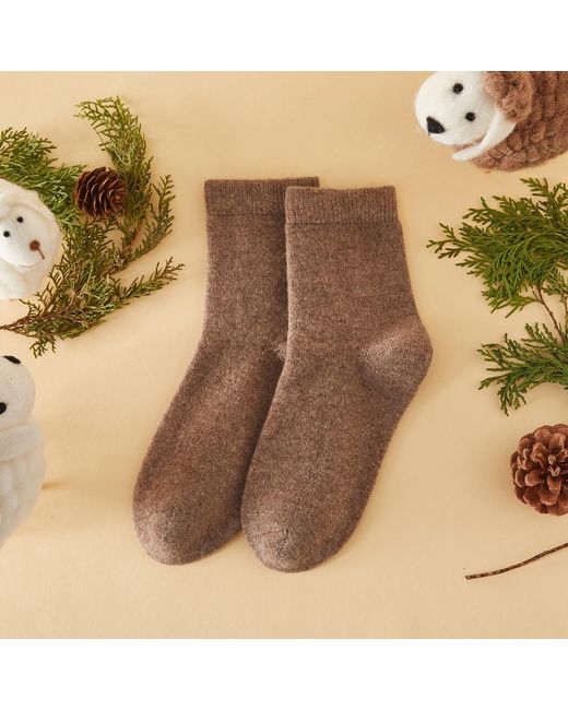 Soft Strokes Silk Brown Cashmere Quarter-Length Socks Set Of Two