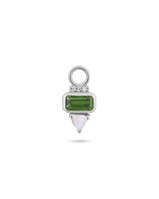 Zohreh Green Tourmaline, Sapphire & Moonstone Earring Charm Sterling
