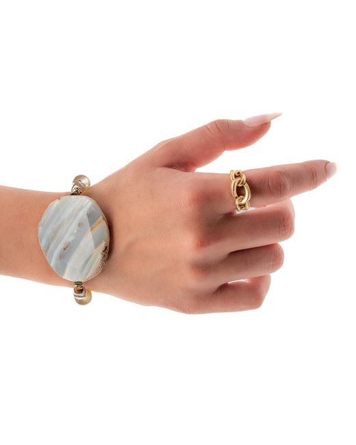 Ebru Jewelry Metallic Chunky Agate Bracelet