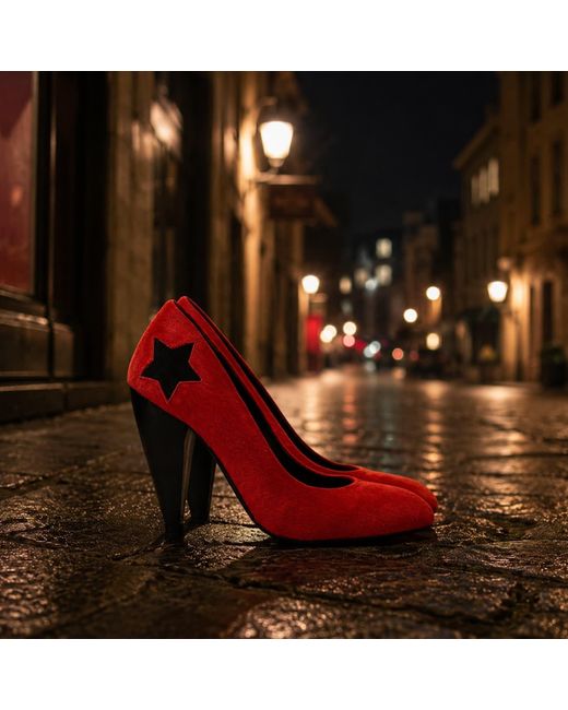 Rosamund Muir London Red India Flaming Calf Hair With Star Heels