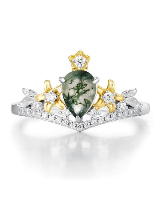 Azura Jewelry New York Brown Juniper Dream Moss Agate Ring Vermeil