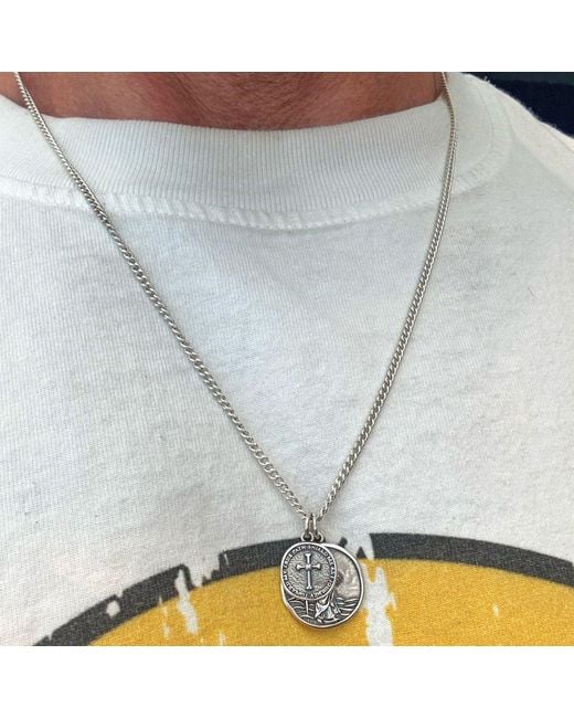 Nialaya Metallic Saint Christopher Double Medallion for men