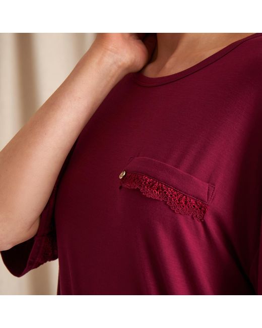 Pretty You London Purple Bamboo Lace Tee Dress