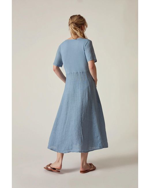 James Lakeland Blue Denim Linen Midi Dress
