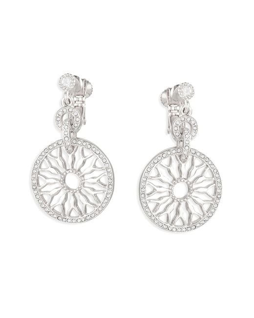 Grosse Metallic Platinum & Crystal Clip On Drop Earrings, Series Lumière