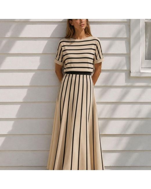 Bel Cashmere Black Neutrals Arles Striped Skirt