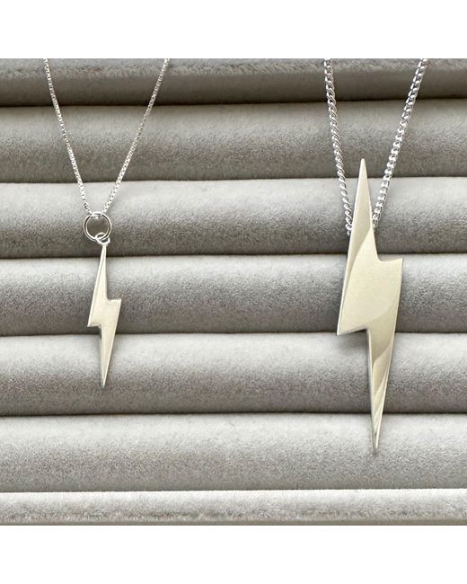 Edge Only Metallic Mini Pointed Lightning Bolt Pendant Sterling