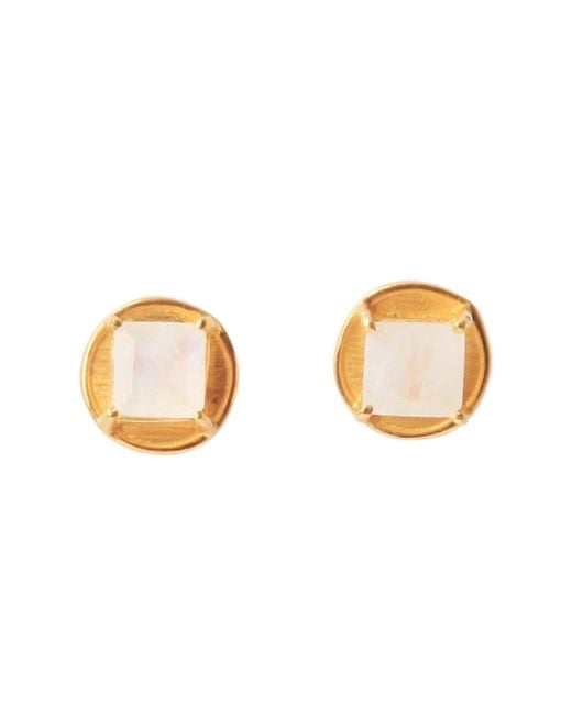YAA YAA LONDON Metallic Neutrals New Mama Vermeil Moonstone Stud Earrings