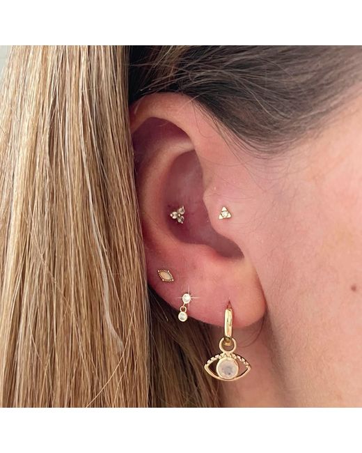 Zohreh Metallic Diamond Triangle Flat Back Earring 14K