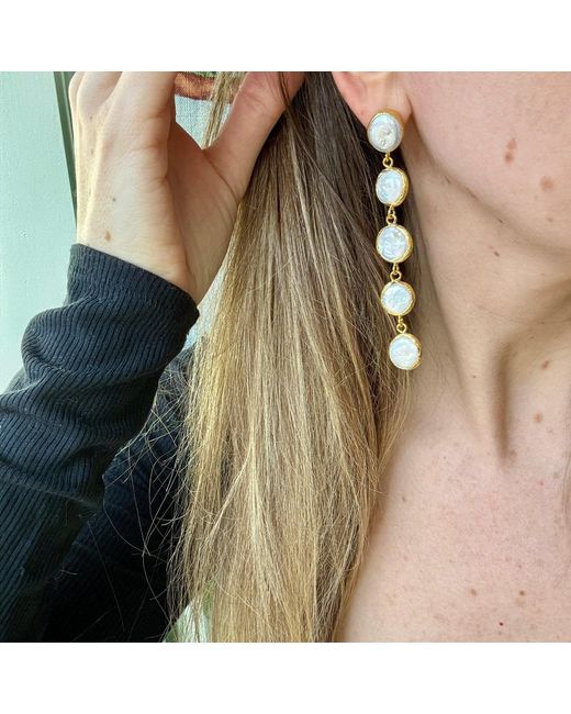 Laura Gray Metallic Freshwater Pearl Dangle Earrings