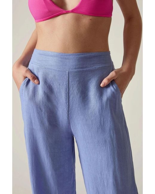 James Lakeland Blue Relaxed Linen Trousers