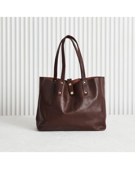 VIDA VIDA Brown Dark Soft Luxury Leather Tote Bag