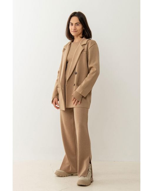 SALANIDA Natural Forza Knitted 100% Merino Blazer Beige