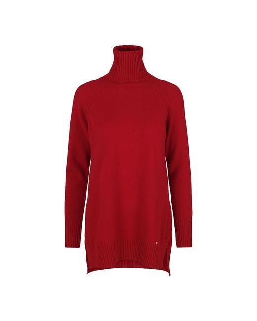 tirillm Red Abby A Line Long Turtle Neck Pullover