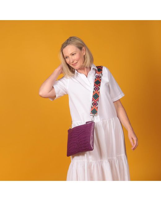 SJW BAGS LONDON Purple Croc-Embossed Leather Bag