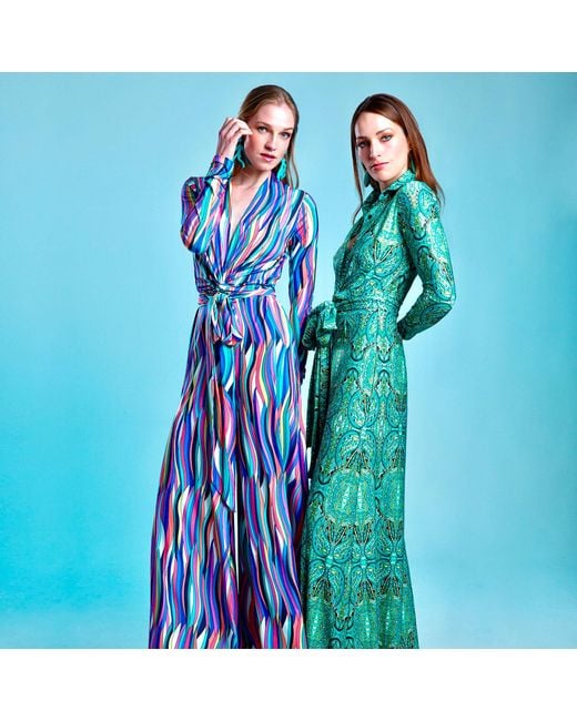 Beatrice von Tresckow Blue Abstract Wide Leg Jumpsuit