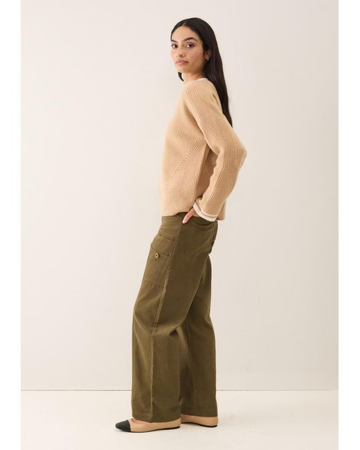 Loop Cashmere Natural Neutrals Striped Tipped V Neck Lofty Sweater