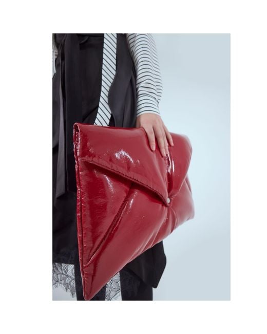 Julia Allert Red Glossy Patent Envelope Clutch Bag