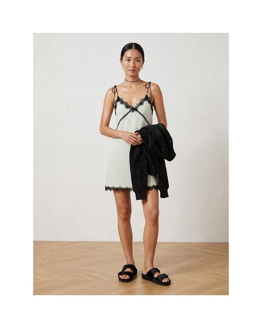 2KStyle White Toma Polka-Dot Lace-Trim Slip Mini Dress