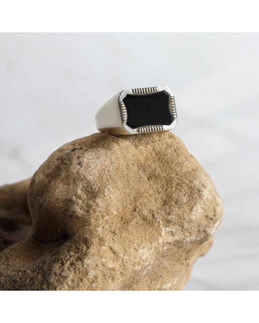 The Jewelz Black Pulse Onyx Signet Ring for men
