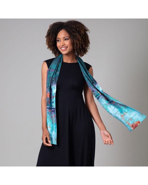 Alie Street London Blue Azra Woven Scarf Aquatic Ombre