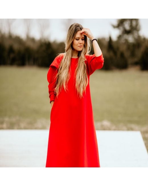 Nola Red Lily Midi Dress