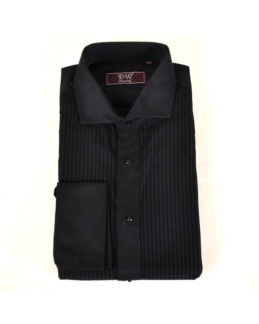 DAVID WEJ Black Ashton Collar Double Cuff Dress Shirt – for men
