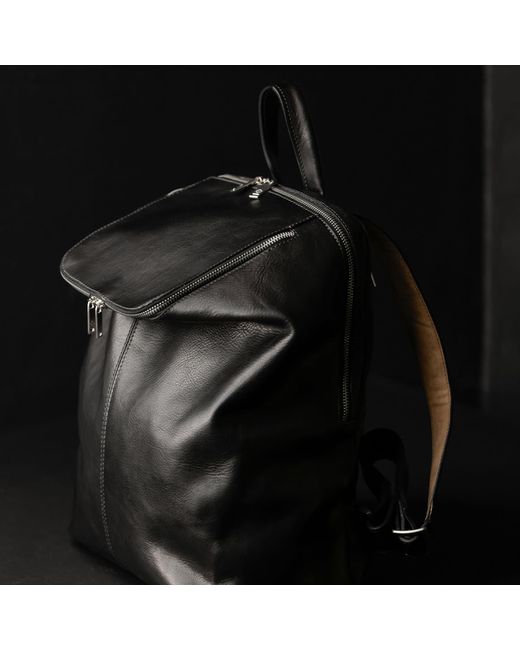 Time Resistance Black Leather Backpack For