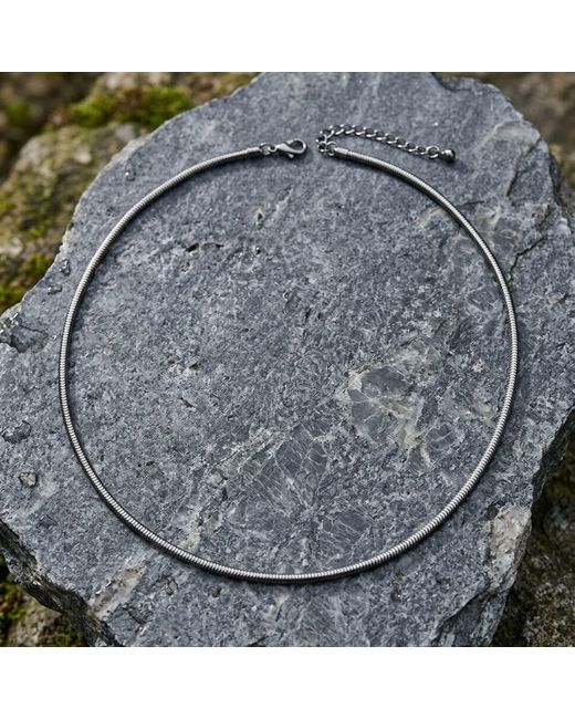 Bellus Domina Metallic Rhodium Plated Sterling Snake Chain Necklace