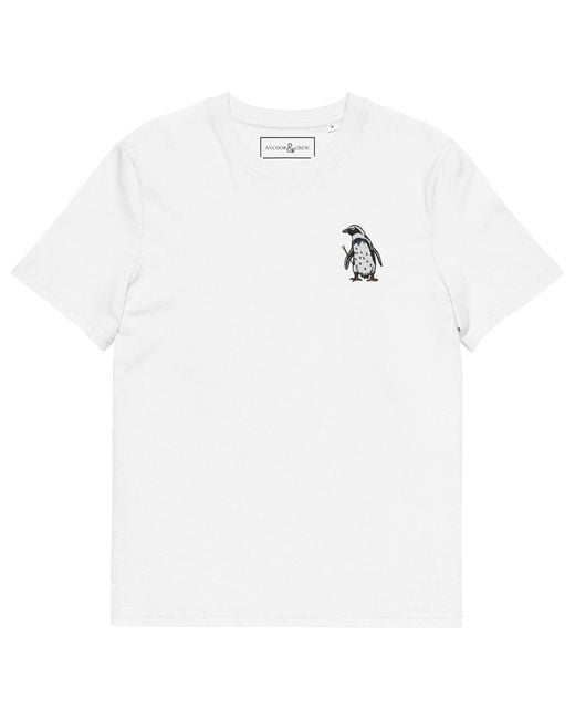 Anchor and Crew White Penguin Suit Actual Life Organic Cotton Embroidered T-Shirt for men