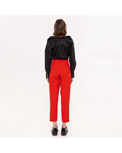 Nissa Red High Waisted Slim Pants