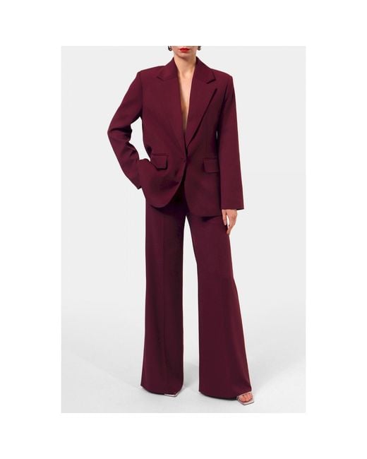 AGGI by HALEWSKI Red Franzi Burgundy Wine Wide Leg Trousers