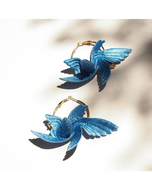 Nana Watanabe Blue Joy Little Bird Embroidery Earrings