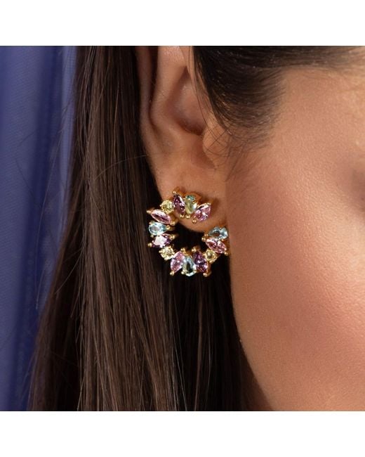 Lavani Jewels Metallic Rose Goldplated & Multicoloured Amal Earrings
