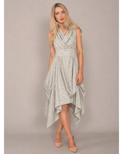 Atom Label White Wrap Ruched Dress Champagne Ornate