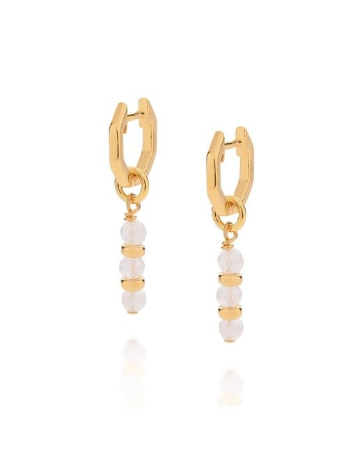 Nellou Jewellery Metallic Neutrals Linear Huggie Birthstone Earrings June Plated Sterling