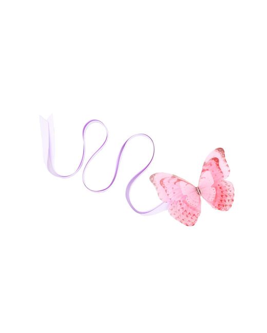 Oana Savu Pink Neck Tie Silk Ribbon Accessory Butterfly Fairy Wings