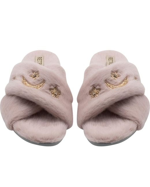 Rettrose Brown Isabel Dusky Luxury Plush Diamanté Embellished Handmade Slipper