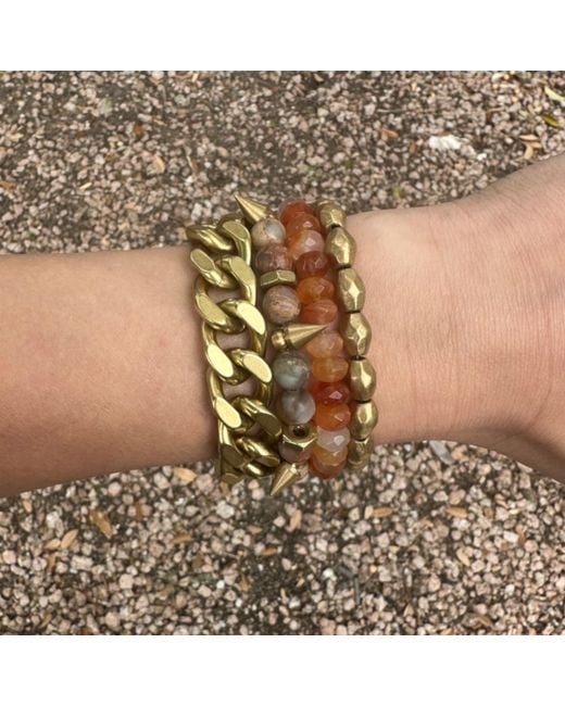 Rachel Nathan Metallic Spice: Brass Barrel Bracelet
