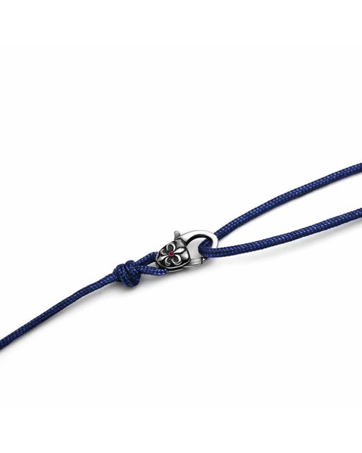 Nialaya Blue Navy Wrap-around String Bracelet With Sterling Silver Lock for men