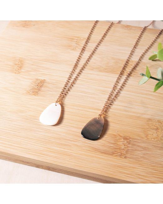 LIKHÂ Metallic Mother-Of-Pearl Trapezoid Necklace With Rose Chain