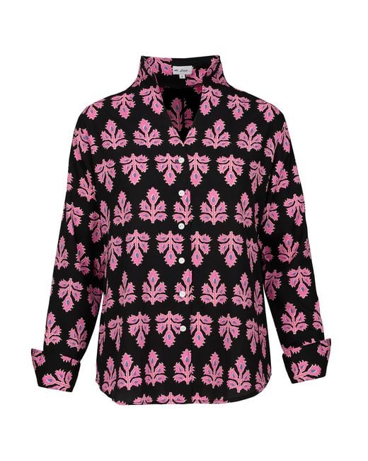 At Last Blue Printed Viscose Button-Down Shirt