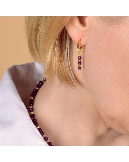 Nellou Jewellery Multicolor Linear Huggie Birthstone Earrings July Sterling